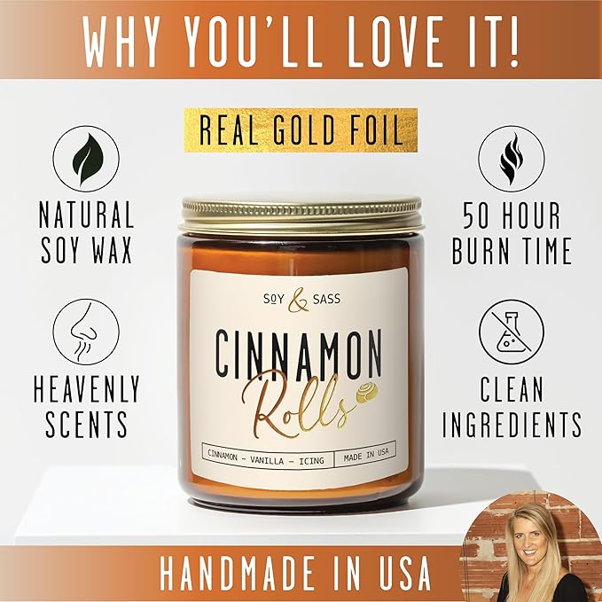 Fall Candles - 'Fall Leaves' Fall Candle w/Autumn Leaves, Clove & Musk I Infused with Essential Oils I Autumn Scented Candles I Cozy Cute Autmn Décor Gifts I 9oz Jar I 50Hr Burn I Made in USA