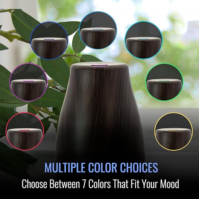 HealthSmart Essential Oil Diffuser, Cool Mist Humidifier and Aromatherapy Diffuser with 150ML Tank Ideal for Small Rooms, Adjustable Timer and Mist Mode, Wood Grain Brown