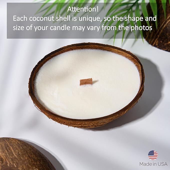 – Set of 3 Separate Scented Candles | Coconut Shell Soy Wax Candle with Wooden Wick | Candles for Home Décor | Gift Idea for Women (Pistachio/Salted Caramel/Coffee)