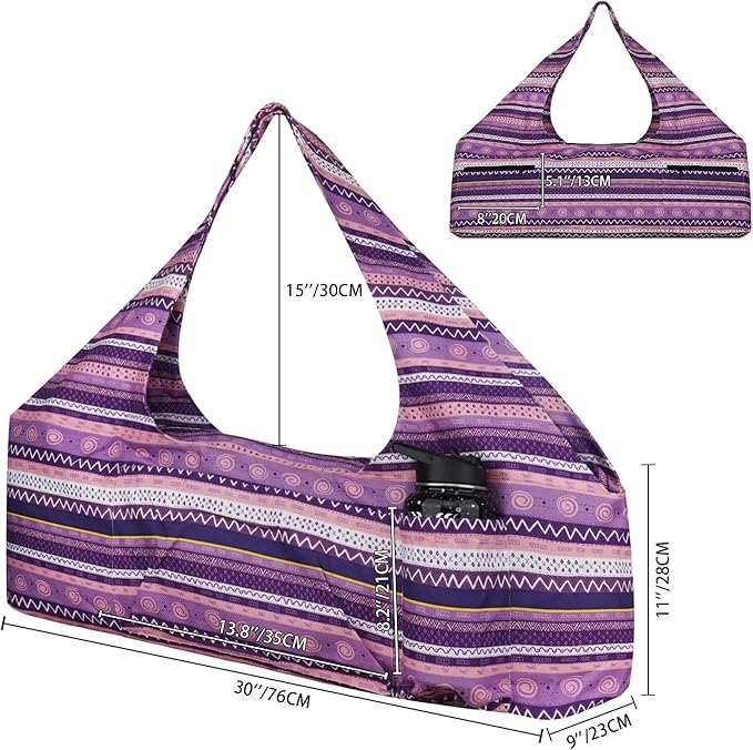 jswuffx Large Yoga Mat Bag Yoga Bags and Carriers Fits All You Stuff Yoga Tote Bag with Yoga Mat Strap, Elastic Pockets and Zipper Pockets