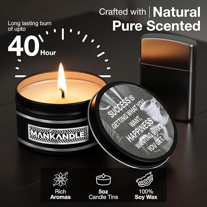Majestic Zen Premium Scented Candles Gift Set for Men | 6-Pack Soy Wax Candles with Relaxing Masculine Scents | Inspirational Candle Gift for Him | Stress Relief Aromatherapy Candle Set