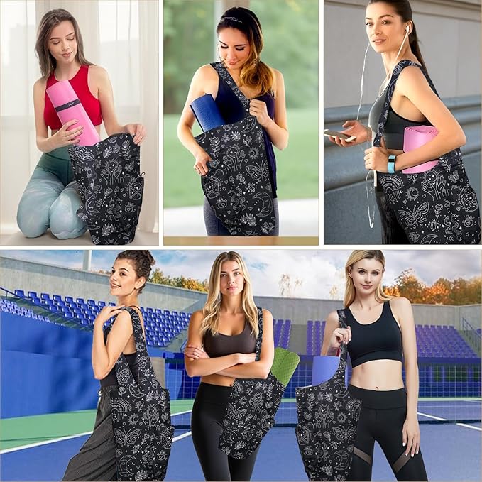 saniwu Yoga Mat Bag Carrier for Women Workout Large Waterproof with Zipper Pocket, Keychain and Wide Shoulder Straps