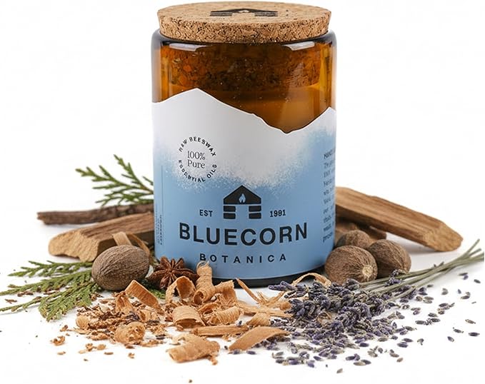 Bluecorn Beeswax Large 3-Wick Candle, 100% Pure Beeswax with Cedarwood, Nutmeg & Lavender Essential Oils, Amber Glass, Soy Free, Clean Burning Candle Wax, Long Lasting, Home Decor, 8 Oz, 1 Count