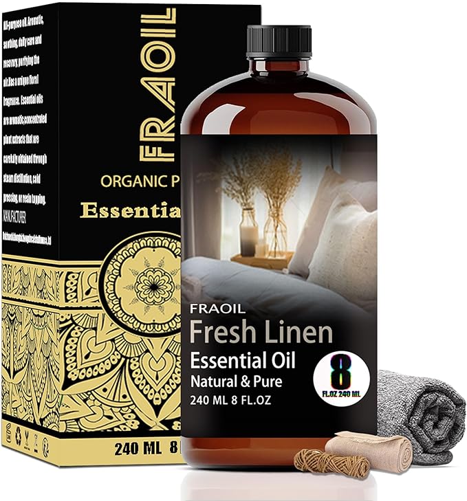 Fresh Linen Essential Oil, Fresh Linen Oil 8 Fl Oz 240ML for Diffuser Humidifier Yoga Cleaning DIY Candle Soap Making Perfume Gift for Women Fragrance Oils