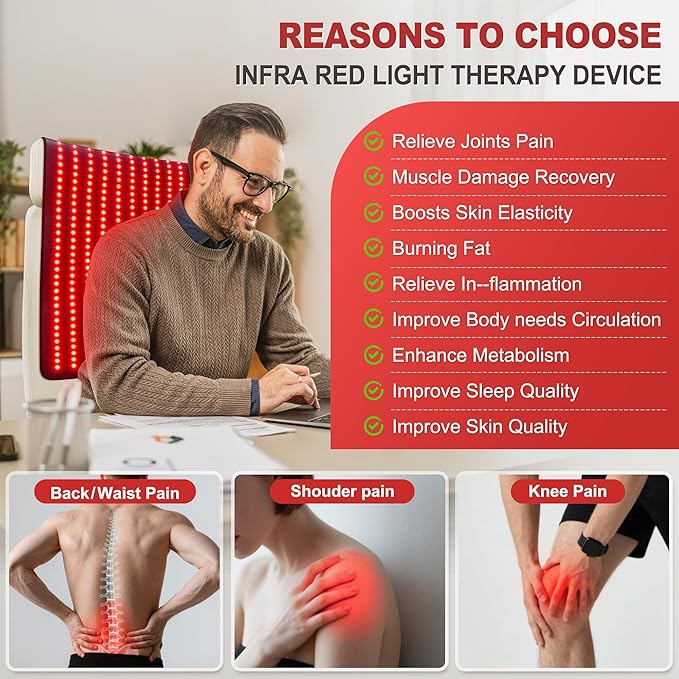 Red Light Therapy Mat for Body, Holiday Birthday Gifts for Women Men, 39’’ x 24’’Large Infrared Light Therapy with Timer, Red Light Panel for Back Belly Shoulder Joint (with Storage Bag)