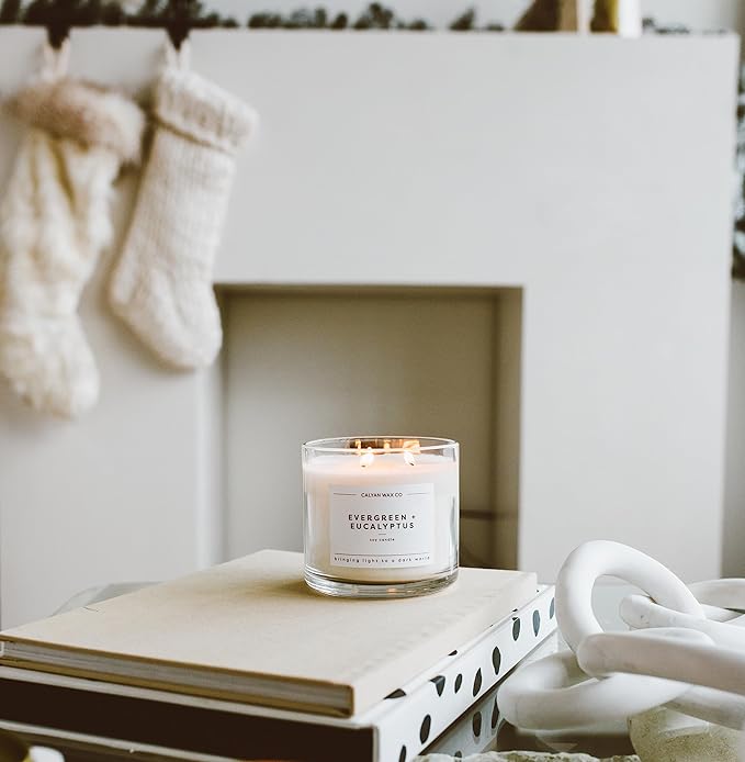 Calyan Wax Co. Home & Holiday 3 Wick Scented Candle - 43 Hour Burn - Luxury 3 Wick Soy Candles - Non Toxic Soy Wax Candles - Long Lasting Large Glass Jar Candle for Home - 14.9oz
