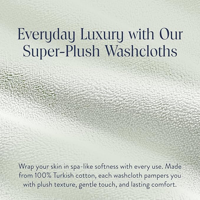 Brooklinen Super-Plush Turkish Cotton Washcloths - Set of 2 - Cotton, 820 GSM, Highly Absorbent, Machine Washable, Perfect for Home & Bathroom (13" x 13", Aloe Green)