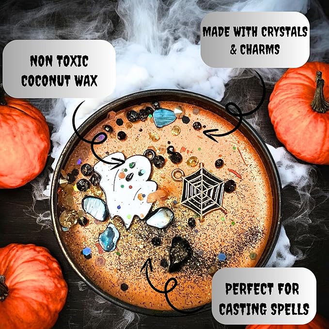 Halloween Candle | Pumpkin Spice Candle | Pumpkin, Cloves, Buttercream, Cinnamon, and Vanilla Scented Candles for Home | Soy Candles Non Toxic | Halloween Decor | Fall Candles | Wiccan (Medium 8oz)