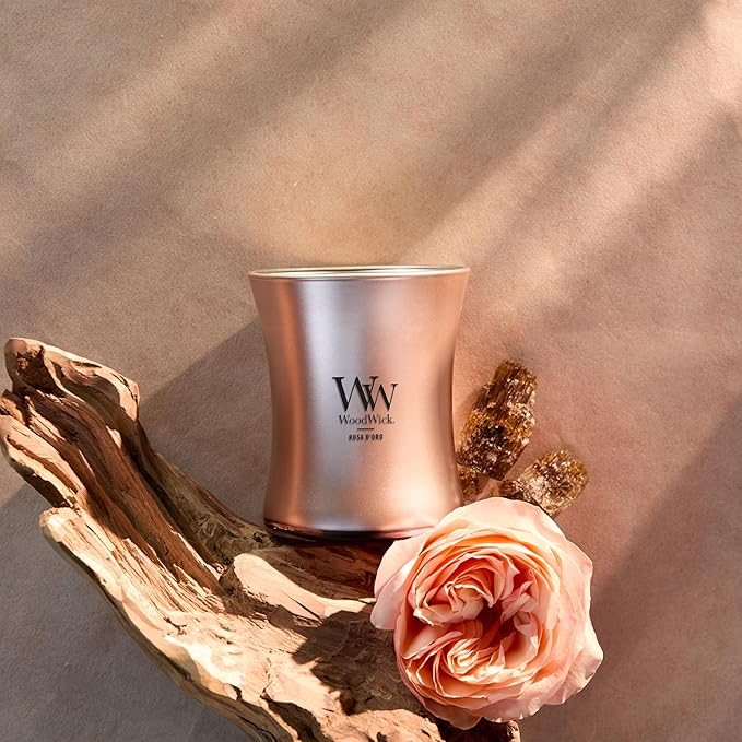 WoodWick Rosa D'oro Holiday Candle Gifts for Women and Men, 9.7 oz Precious Metals Collection with Crackling Wick