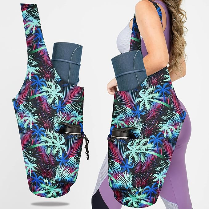 jswuffx Yoga Mat Bag Yoga Tote Bag with Large Waterproof Zipper Pocket and Drawstring Pocket Yoga Mat Bag Carrier Fit Most Size Mats and All You Stuff