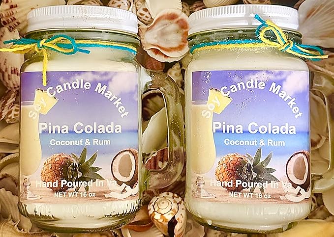 Soy Scented Candles | Handmade & Highly Aromatic Candles Burns Upto 85 Hours in Glass Jar - Perfect for Home Decor, Wedding, Birthday, Dinner (Pina Colada, 12 oz)