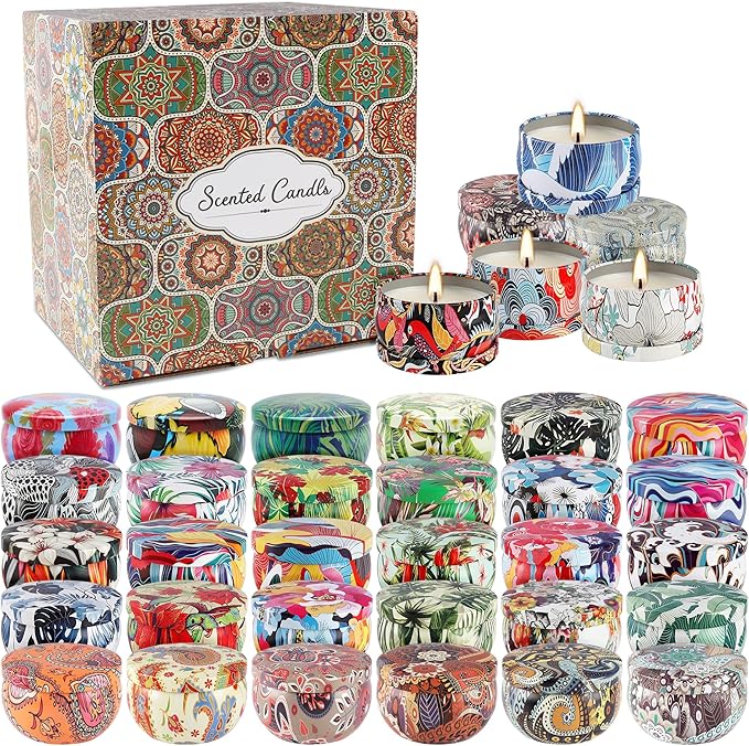 Set 36Pack Scented Candles,Candvent Calendar 2025,Gifts Soy Wax Travel Tin Jar Candles for Home 2.5 OZ jar Candles for Mom for Christmas, Birthday, Thanksgiving, Mother's Day