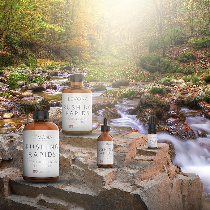 Levona Scent Essential Oils - Scents for Home, Hotel & Office Use - Perfect for Home Diffuser & Humidifiers - Aroma Fragrance Oil, Ideal for Massage, Relaxation, and Spa - Rushing Rapids, 120ml