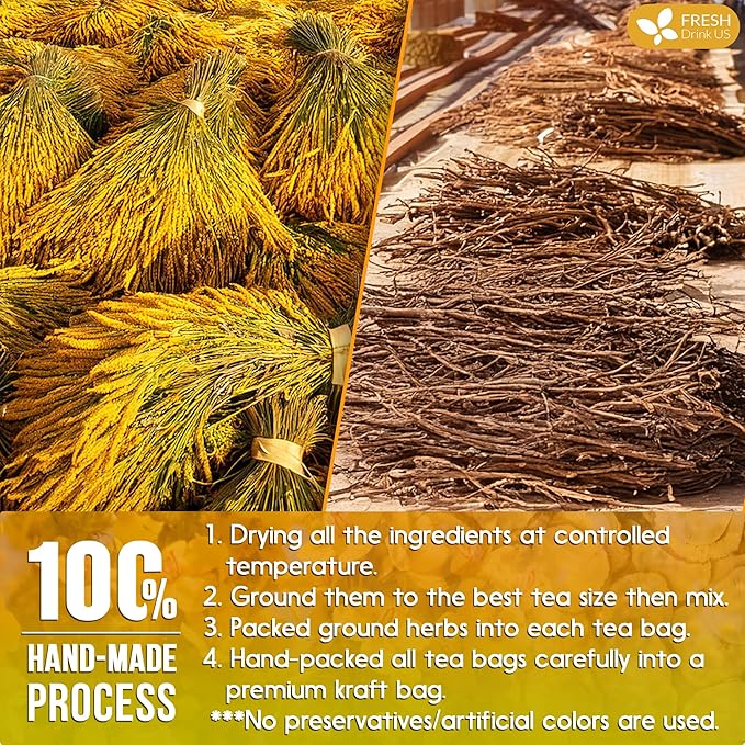 FreshDrinkUS, Premium 75 Mullein Licorice Tea Bags, 100% Natural, Blend of Mullein Leaves, and Licorice Root. Made with Natural Material Tea Bags. No Sugar, Vegan.