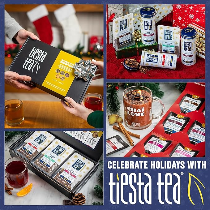 Tiesta Tea Merry Cocoa Cherry Premium Loose Leaf Tea, Chocolate Cherry Herbal Blend, Caffeine Free, Hot or Iced, Brew Up to 25 Cups, Holiday Edition, Gift, Resealable Bulk Pouch, 2 Ounce