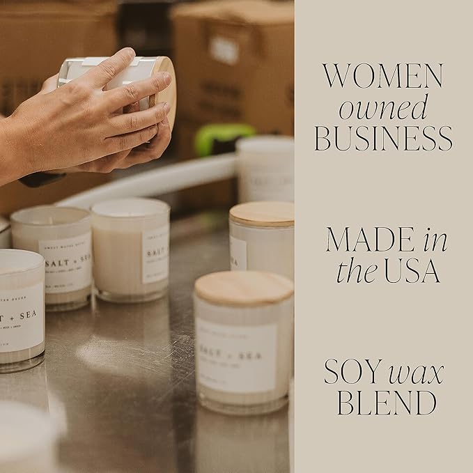Sweet Water Decor Cozy Season Soy Candles - Fall Candles with Woods, Warm Spice, and Citrus Scent for Home Decor - Soy Candle with 50 Hours Burn Time - 11Oz Wood Lid White Jar Candles Fall Scents