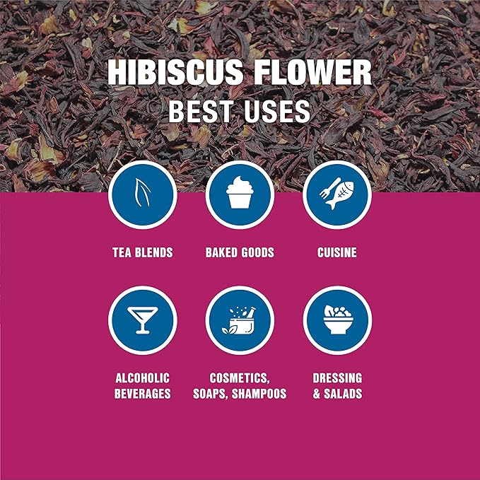 Tiesta Tea - Dried Hibiscus, Loose Leaf, Cut & Sifted Hibiscus Flower, Premium Blend, Non-Caffeinated, Make Hot or Iced & Brews Up to 200 Cups, 16 Ounce Resealable Bulk Pouch