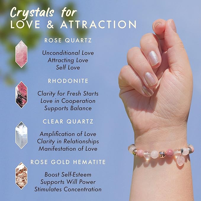 Love Candle to Attract Love, 45 Hour Burn, Sage & Rose Candle, Romantic Candles, Spiritual Meditation Candles with Manifestation Crystals Bracelets for Women