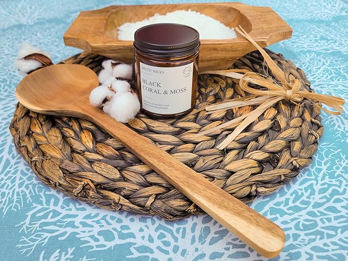 Arctic Wicks Scented Coconut Beeswax Candles | Coconut Beeswax Non Toxic Candle 9oz Amber | Farmhouse Candles Non-Toxic Clean Burn 100% USDA Certified Biobased (Black Coral & Moss)