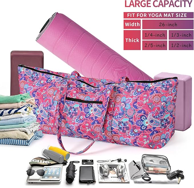 Boulder Bee | Yoga Mat Bag | Large Yoga Mat Carrier with Wet Pocket | Yoga Gifts | Gym Tote Bag for Women