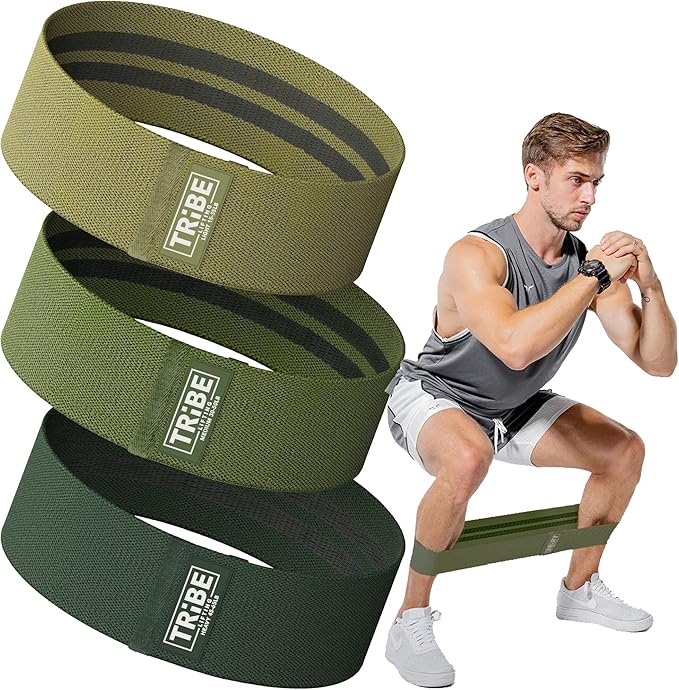 Tribe Lifting Fabric Resistance Bands for Legs - Workout Bands Resistance Bands for Men and Women - Booty Bands for Working Out - Exercise Bands Resistance Bands Set - Elastic Bands for Exercise