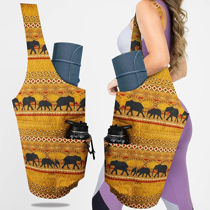 jswuffx Yoga Mat Bag Yoga Tote Bag with Large Waterproof Zipper Pocket and Drawstring Pocket Yoga Mat Bag Carrier Fit Most Size Mats and All You Stuff