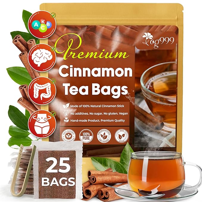 TOG999, Premium 25 Tea Bags - Special Cinnamon Tea, 100% Natural & Pure, Herbal Tea. Cinnamon Stick Herbal Spice