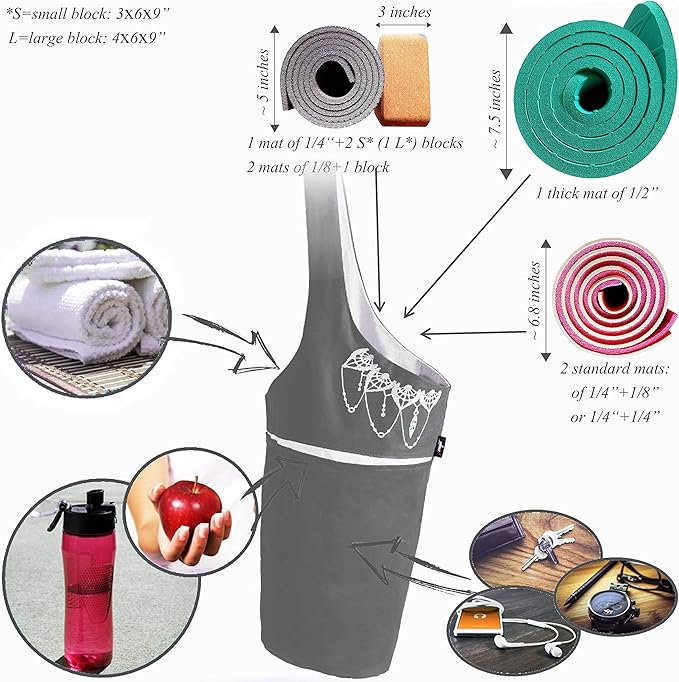 Zenifit Yoga Mat Bag – Versatile Yoga Bag with Mat Straps & Storage Pockets, Holds Yoga & Pilates Mats, Lightweight & Durable