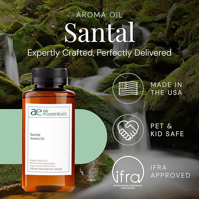 Santal Aroma Oil, Essential Oils Blend for Diffusers & Scent Machines, Sensual Sandalwood & Cardamom, Aromatherapy, Cold Air Diffuser Compatible, 300 mL