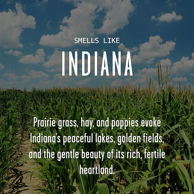 Indiana Gifts, Indiana Decor for Home - 'There's No Place Like Indiana Candle, w/Prarie Grass, Eucalyptus, Hay & Poppies I Indiana Souvenirs I Indiana State Gifts I 9oz Jar, 50Hr Burn, USA Made