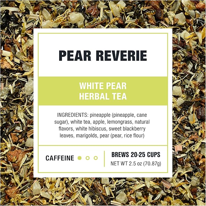 Tiesta Tea - Pear Reverie Tea, Loose Leaf, White Pear Herbal Tea, Premium Low Caffeine Tea Blend, Make Hot or Iced & Up to 25 Cups, 2.5 oz Resealable Pouch