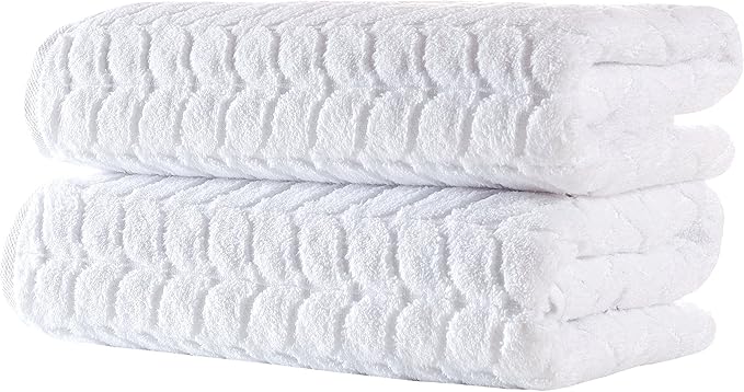 BAGNO MILANO Turkish Bath Towels, Soft Plush Jacquard Luxury Bath Towels, Quick Dry Towel Set (White, 4 Pcs Hand Towel Set)