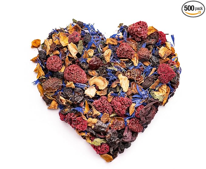 Loose Leaf Tea No Caffeine with Raspberry, Cornflower, Rosehip & Hibiscus (4oz.) – Fruit Tea Summer Herbal Infusion with Wild Berries