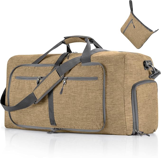 Vomgomfom 65L/85L/115L Foldable Travel Duffle Bag, Lightweight Checked Luggage with Shoe Compartment, Water-Resistant Weekender Overnight Bag for Men & Women