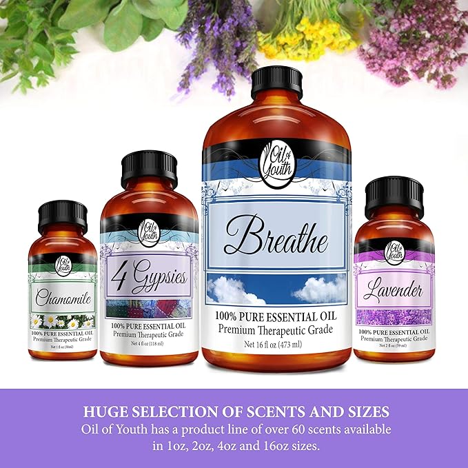 Oil of Youth Essential Oils 4oz - Lemon Eucalyptus Essential Oil - 4 Fluid Ounces - Oil of Lemon Eucalyptus