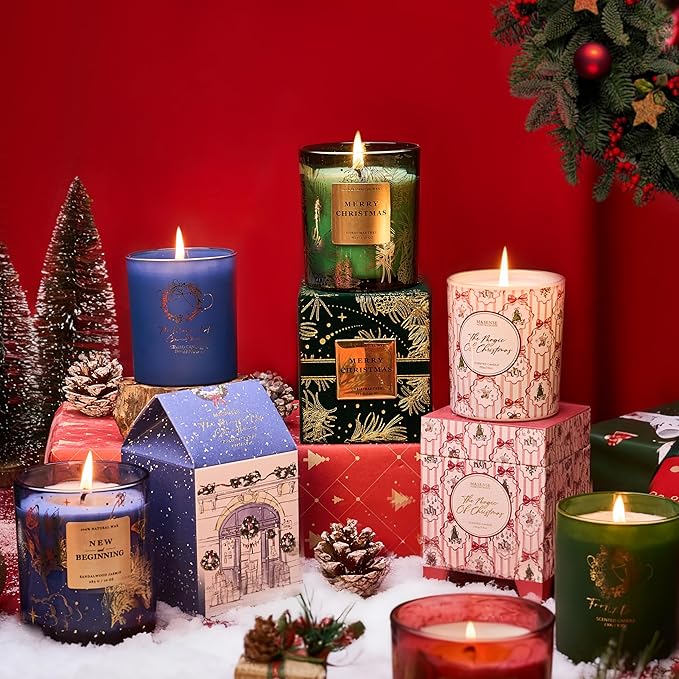 M&SENSE Christmas Holiday Candle - Authentic Gingerbread Scent, 7.4 oz Soy Wax,Winter Scented Candle Gift for Women and Teen Girls