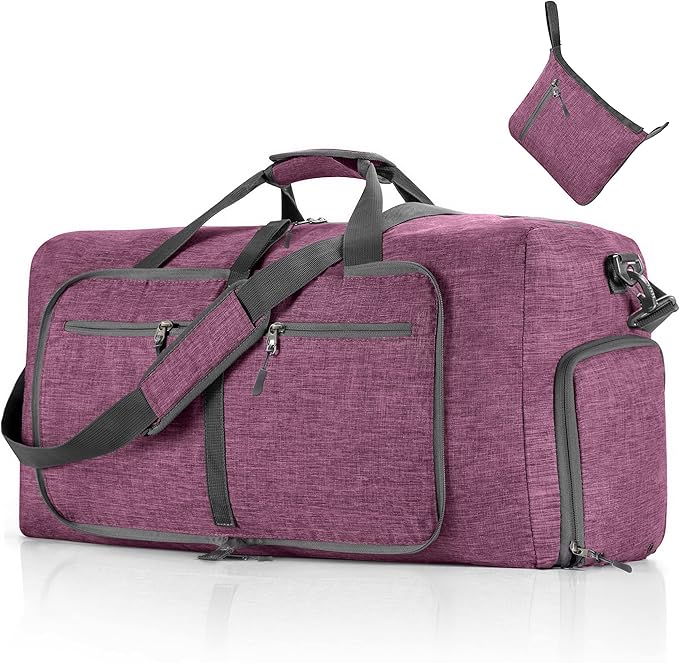 Vomgomfom 65L/85L/115L Foldable Travel Duffle Bag, Lightweight Checked Luggage with Shoe Compartment, Water-Resistant Weekender Overnight Bag for Men & Women