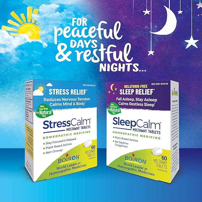 Boiron StressCalm Tablets for Relief of Stress, Anxiousness, Nervousness, Irritability, and Fatigue - 120 Count