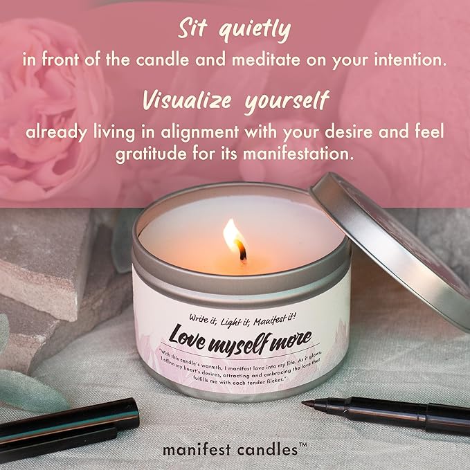 Love Candle to Attract Love, 45 Hour Burn, Sage & Rose Candle, Romantic Candles, Spiritual Meditation Candles with Manifestation Crystals Bracelets for Women