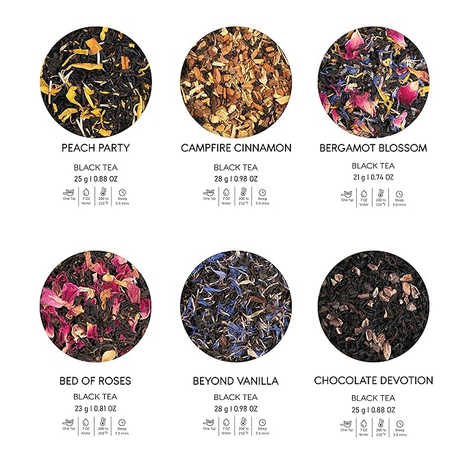 BREWIX, Discover Bliss Premium Assorted Tea Gift Set for Women (6 Premium Teas / 75+ Cup) | Tea Gift Sets For Tea Lover | Tin Caddy Presentation Box | Gifts for Her | Gifts for Women