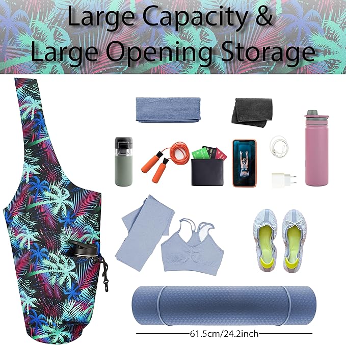 jswuffx Yoga Mat Bag Yoga Tote Bag with Large Waterproof Zipper Pocket and Drawstring Pocket Yoga Mat Bag Carrier Fit Most Size Mats and All You Stuff