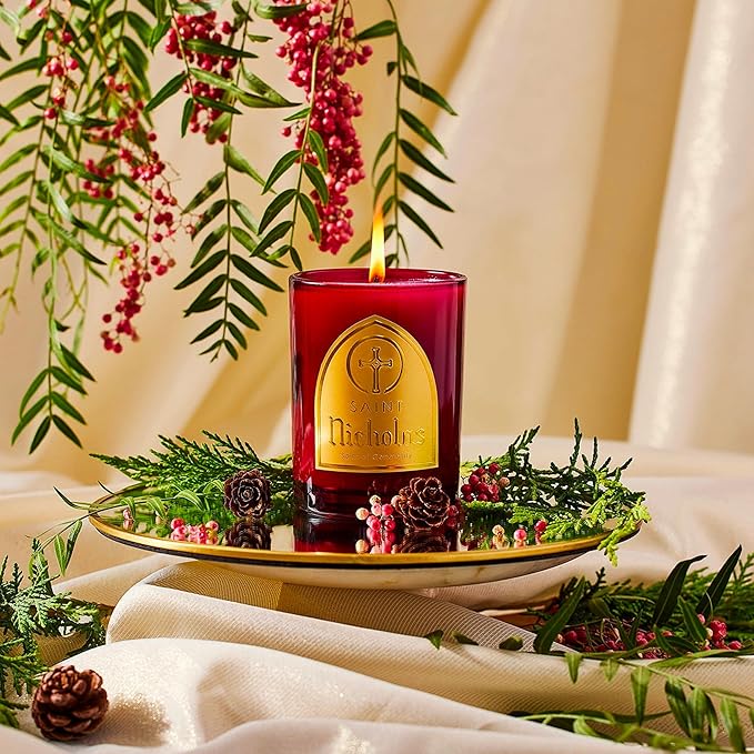 Saint Nicholas Scented Candle with Prayer and Prayer Coin, Saint of Generosity, Soy Coconut Aromatherapy Candle with 80 Hour Burn Time, Special Edition