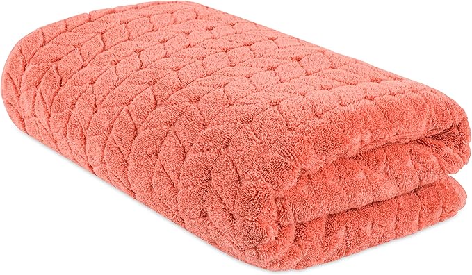 BAGNO MILANO Turkish Bath Towels, Soft Plush Jacquard Luxury Bath Towels, Quick Dry Towel Set (Coral Red, Bath Sheet)