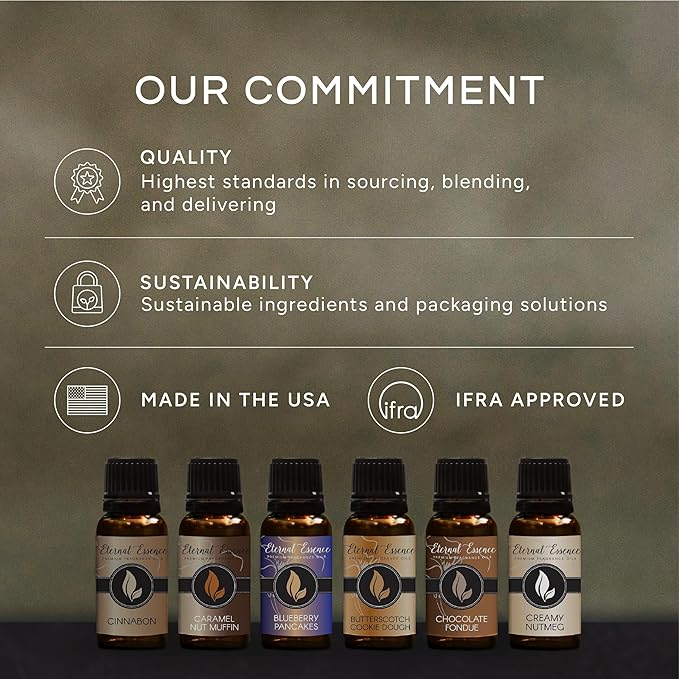 Eternal Essence Oils Grandma's Kitchen Set of 6 Premium Fragrance Oils - Caramel Nut Muffin, Oatmeal Cookie Dough, Snickerdoodle, Orange Chiffon Cake, Lemon Sugar, and Blueberry Pancakes - 10ML