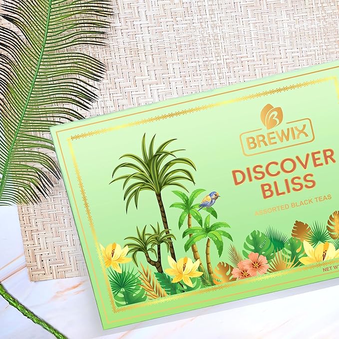 BREWIX, Discover Bliss Premium Assorted Tea Gift Set for Women (6 Premium Teas / 75+ Cup) | Tea Gift Sets For Tea Lover | Tin Caddy Presentation Box | Gifts for Her | Gifts for Women