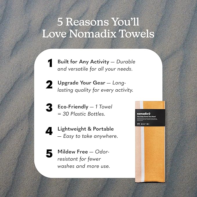 Nomadix Original Towel - Perfect for Beach, Pool, Travel, Camping, Yoga - Made with Recycled Materials - Super Absorbent - Sand Resistant - Stripes Retro - 72.5" x 30"