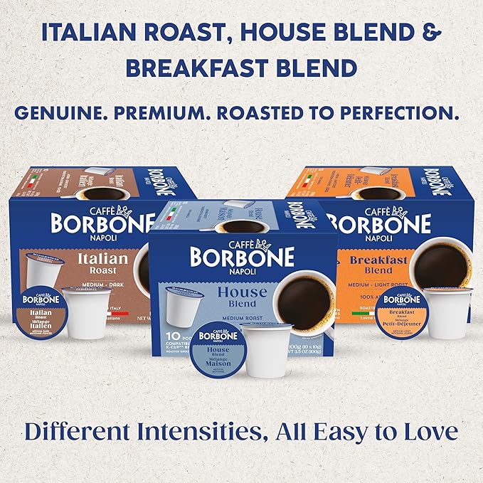 Caffè Borbone Variety Pack Coffee Pods (30 Count) – House, Breakfast & Italian Roast Blends for a Smooth, Bold & Balanced Brew – Single Serve Coffee Pods Compatible with K-Cup Brewers