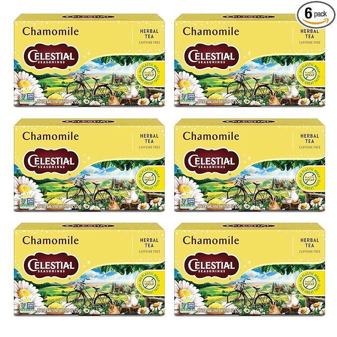 Celestial Seasonings Chamomile Herbal Tea, Caffeine Free, 20 Tea Bags Box (Pack of 6)