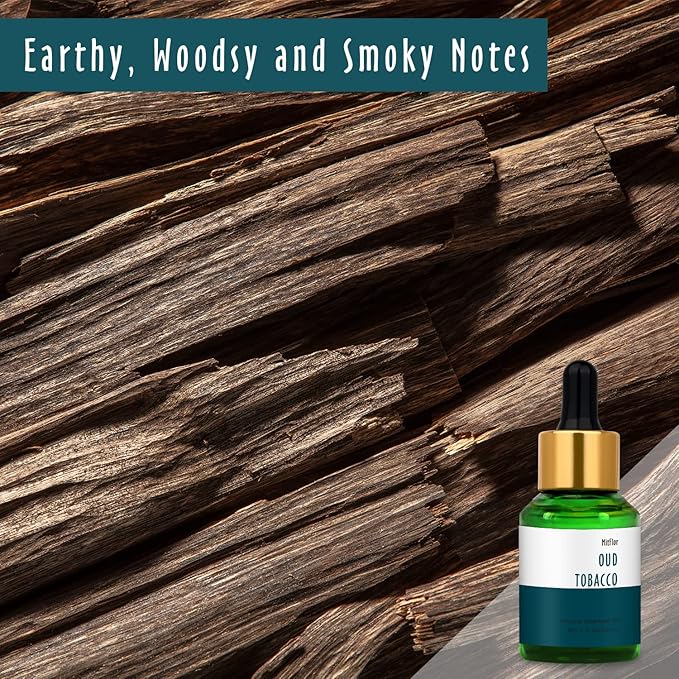 Oud Tobacco Fragrance Oil, MitFlor Single Scented Oil, Large Size Premium Grade Fragrance Oil for Soap & Candle Making, Aromatherapy Oil, Men & Woody Scent for Home Fragrance, 30ml
