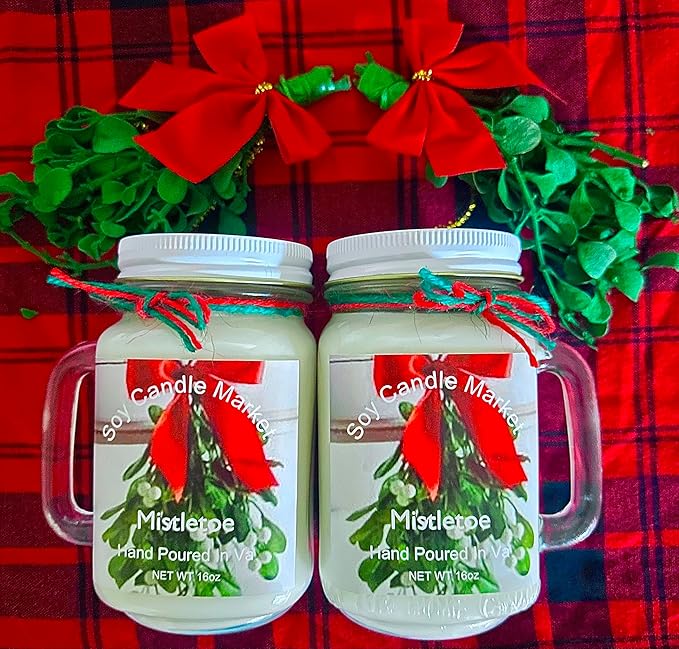 Soy Scented Candles | Handmade & Highly Aromatic Candles Burns Upto 85 Hours in Glass Jar - Perfect for Home Decor, Wedding, Birthday, Dinner (Mistletoe, 12 oz)
